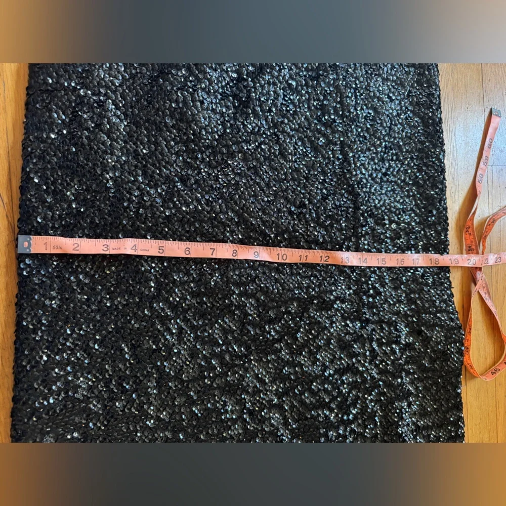 60s Vintage Black Sequin Knit Blouse and Skirt Set Medium - Picture 13 of 14